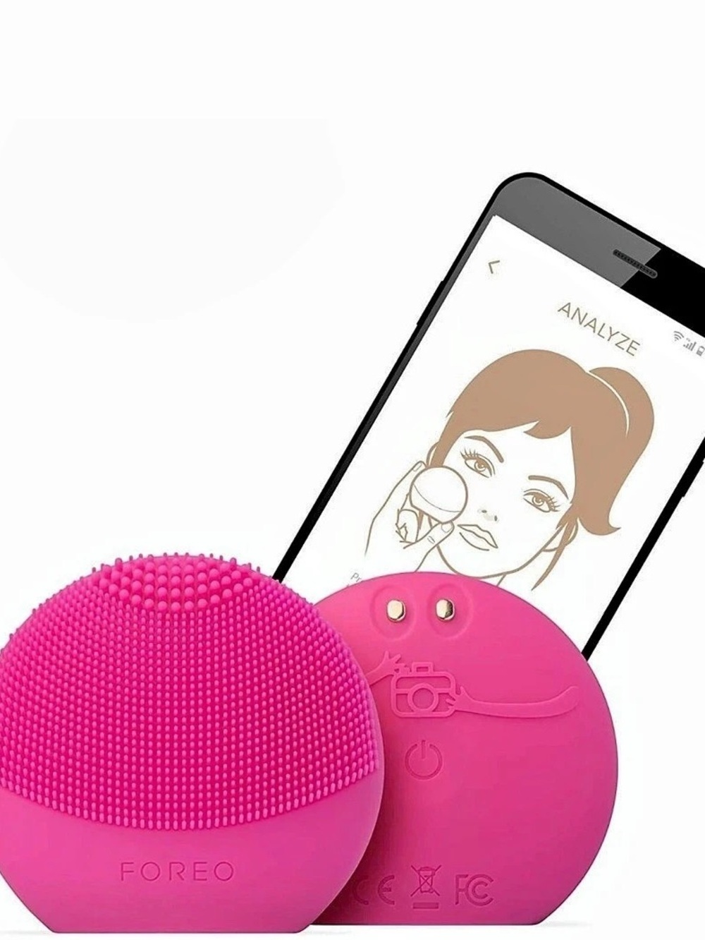 FOREO LUNA Fofo Smart Facial Cleansing and Firming Massage Brush, Fuschia